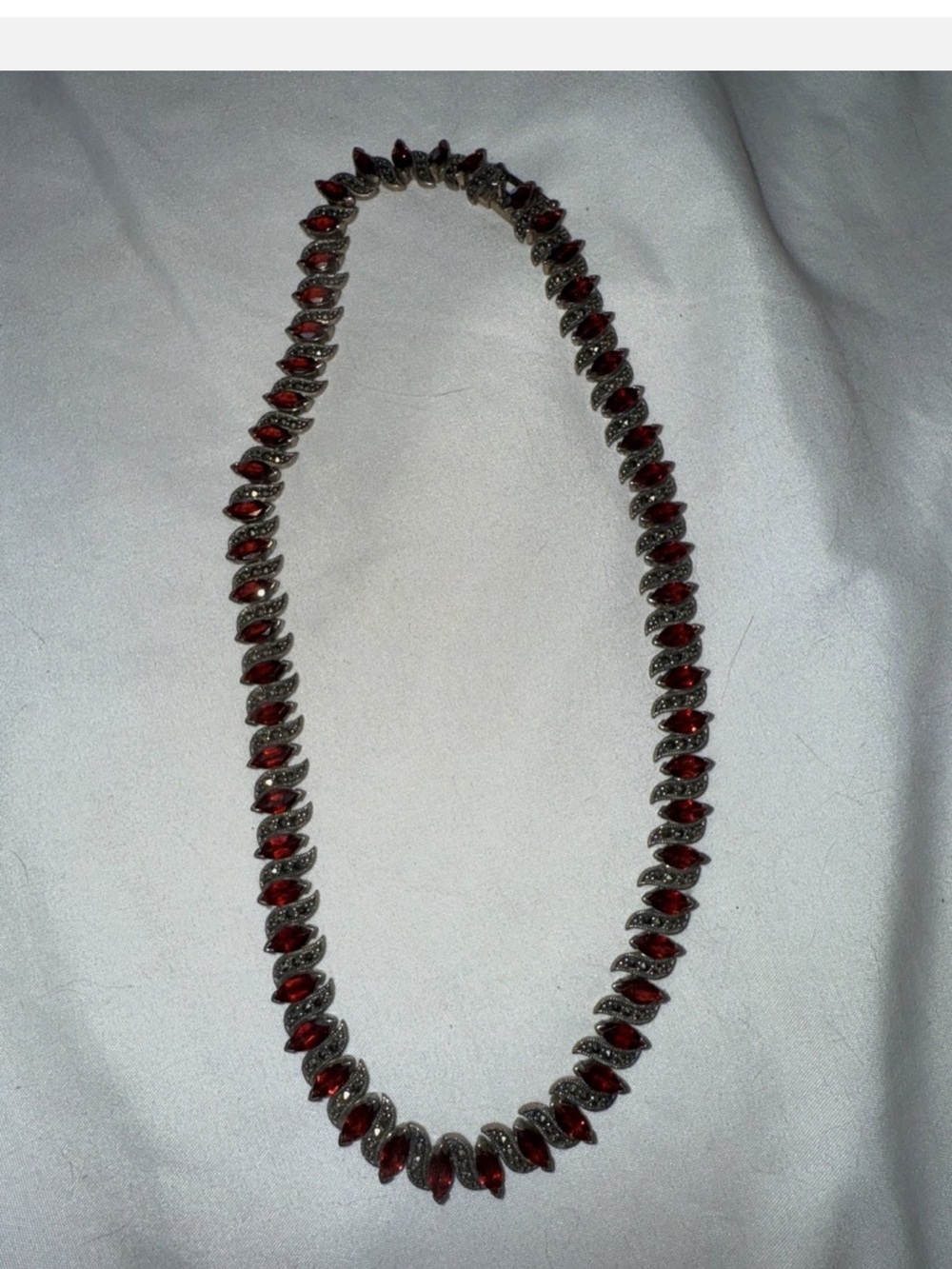 Elegant Garnet-Red Marquise Necklace - Women Jewelry